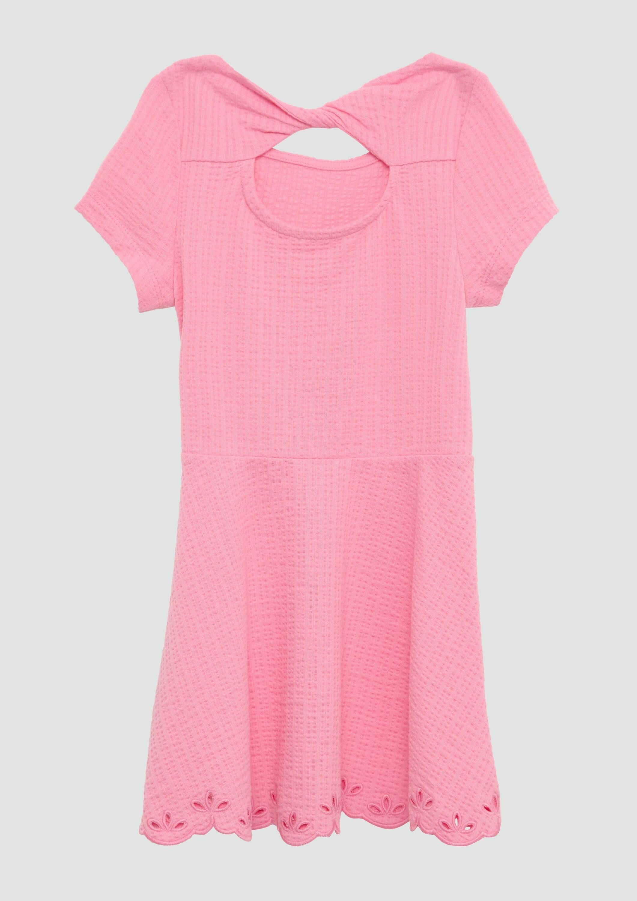 s.Oliver Minikleid Kleid Strukturiertes Baumwollkleid mit Cut Out und Lochstickerei