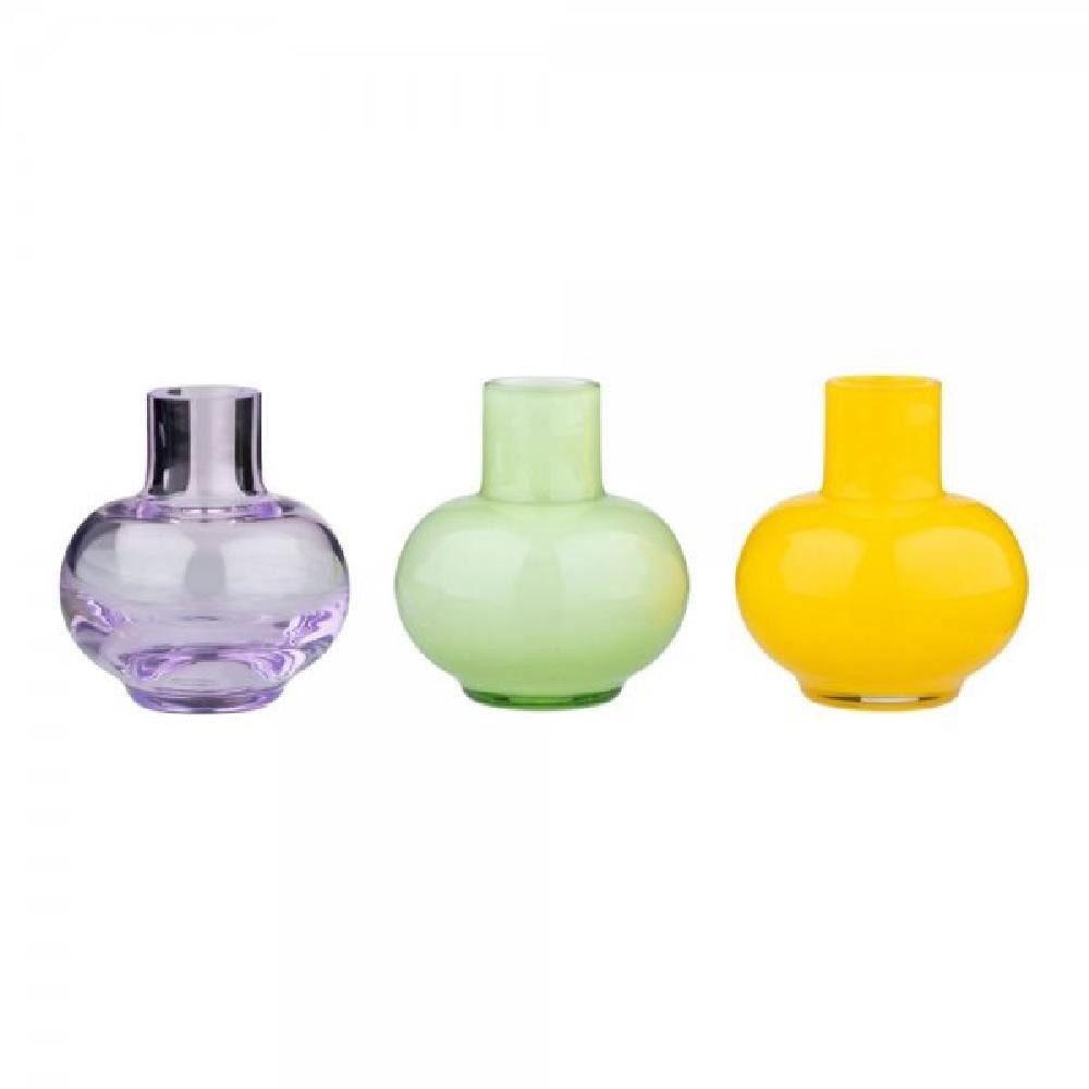 Marimekko Dekovase Vasen Set Mini Glas Amethyst, Hellgrün, Zitronengelb (3-teilig)