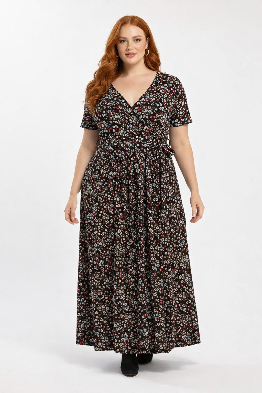 Midikleid Langes Kleid mit Blumenmuster