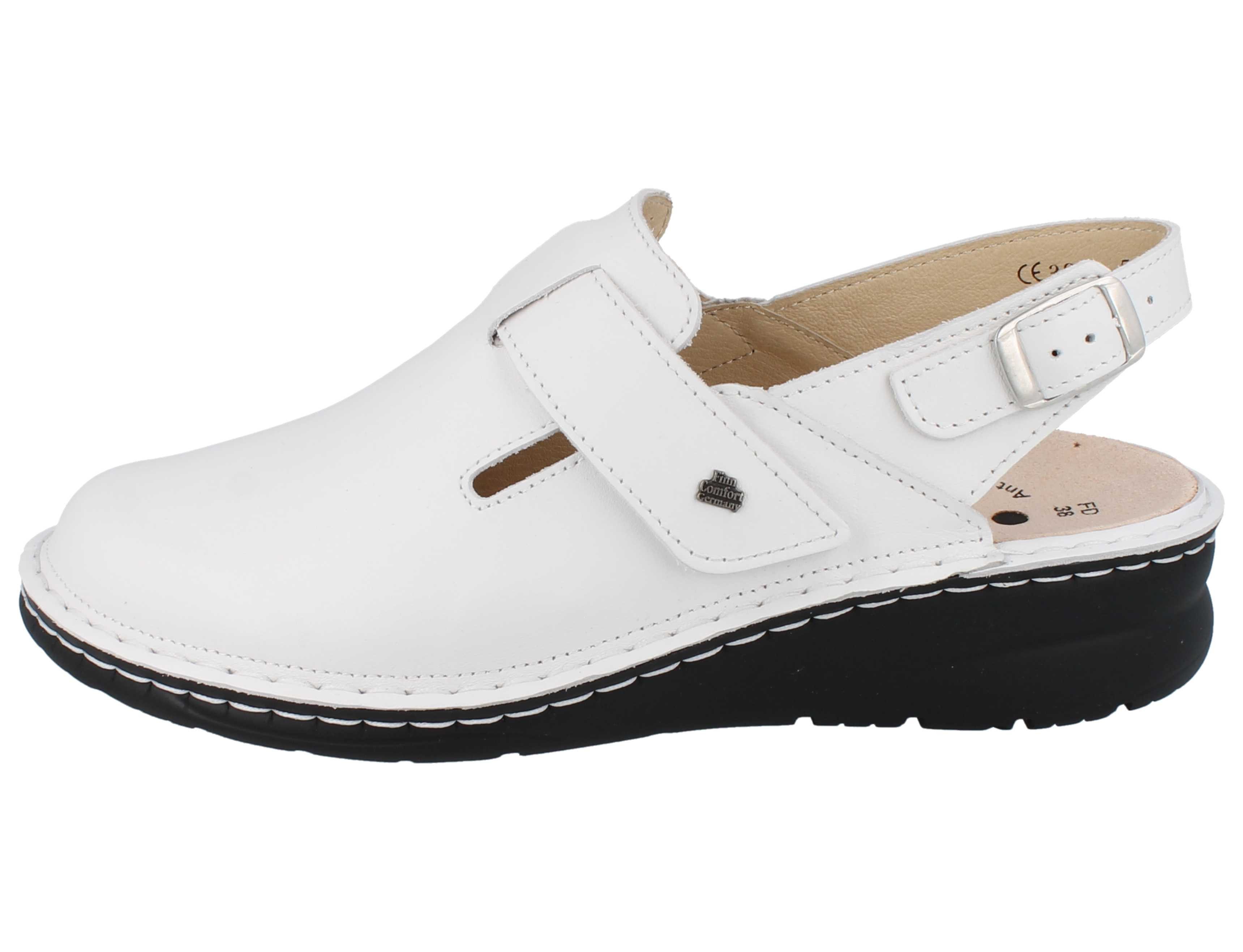Finn Comfort FINN COMFORT Aveiro Damen Clog antistatic weiss Glattleder - Größe: Clog Wechselfußbett
