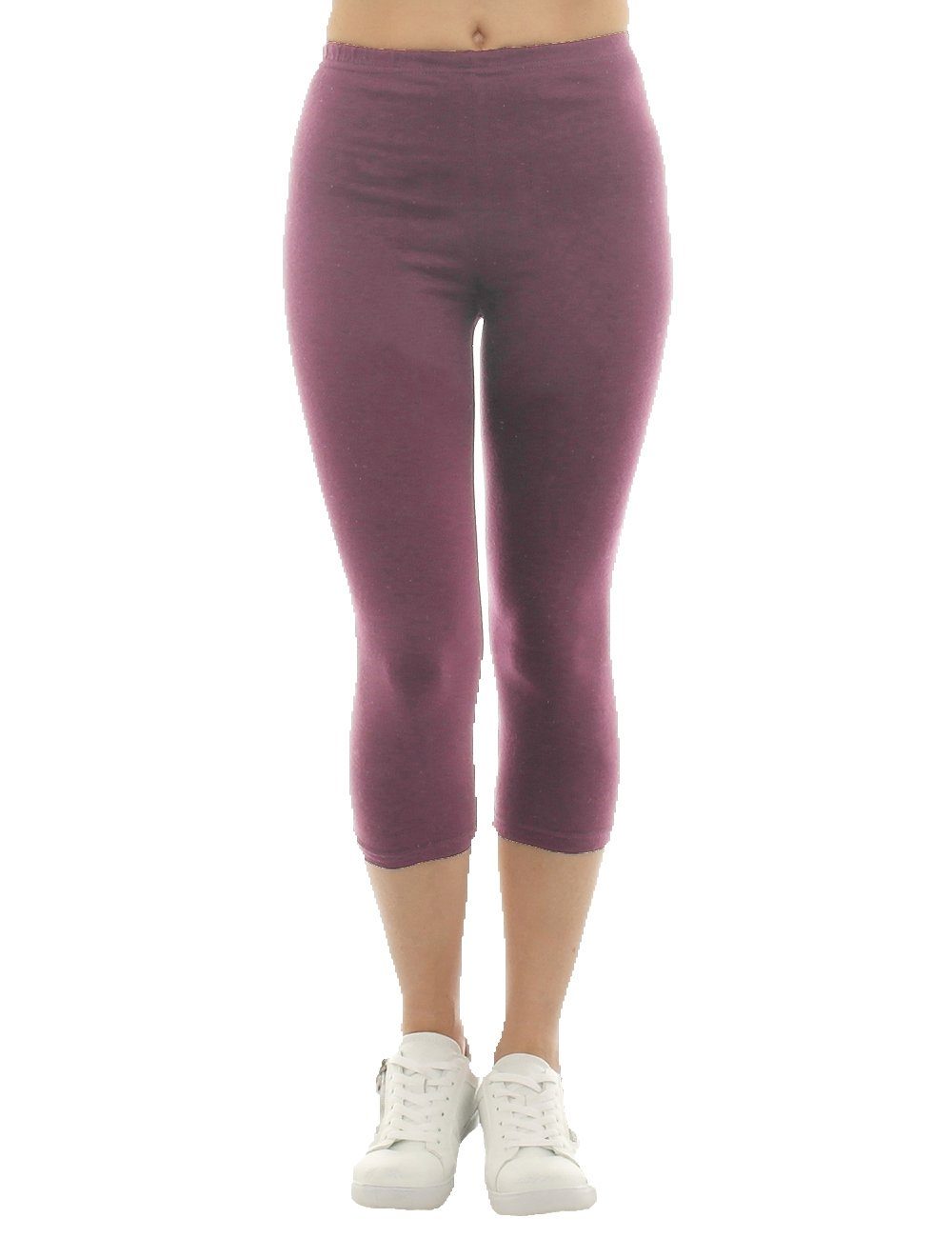F&K-Mode Caprileggings Damen Capri 3/4 Leggings kurze Baumwolle Hose kurze