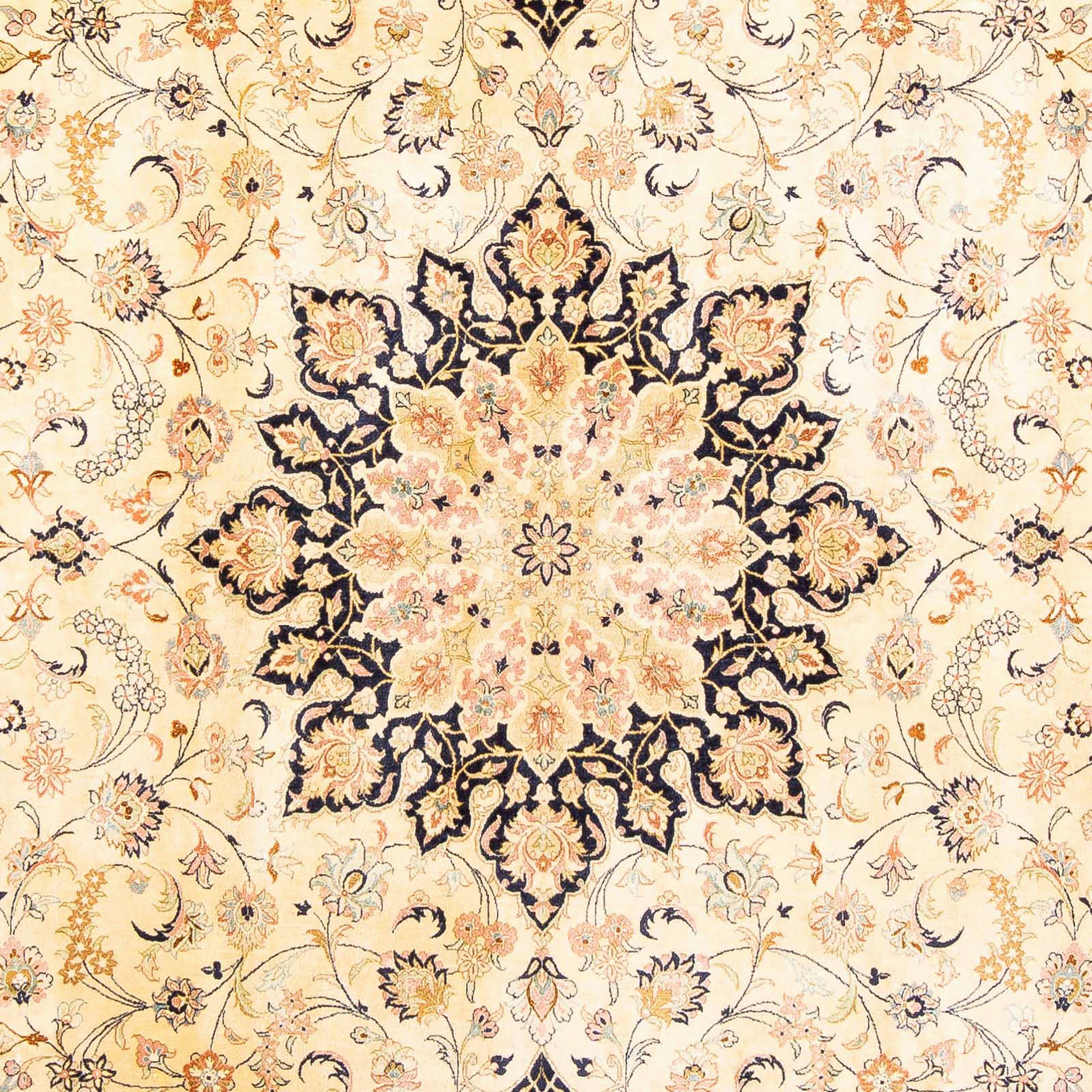 194 Orientteppich - x mit cm Perser mm, Einzelstück rechteckig, - Ghom beige, Wohnzimmer, Zertifikat morgenland, Höhe: 10 297 - Handgeknüpft,
