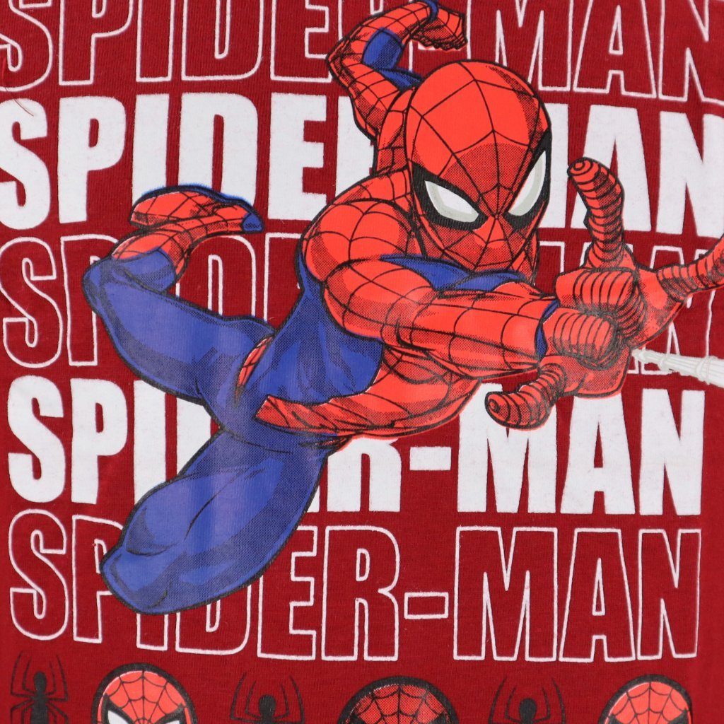104 Gr. Spiderman bis MARVEL Rot T-Shirt Baumwolle 134, 100% Langarm Langarmshirt Kinder