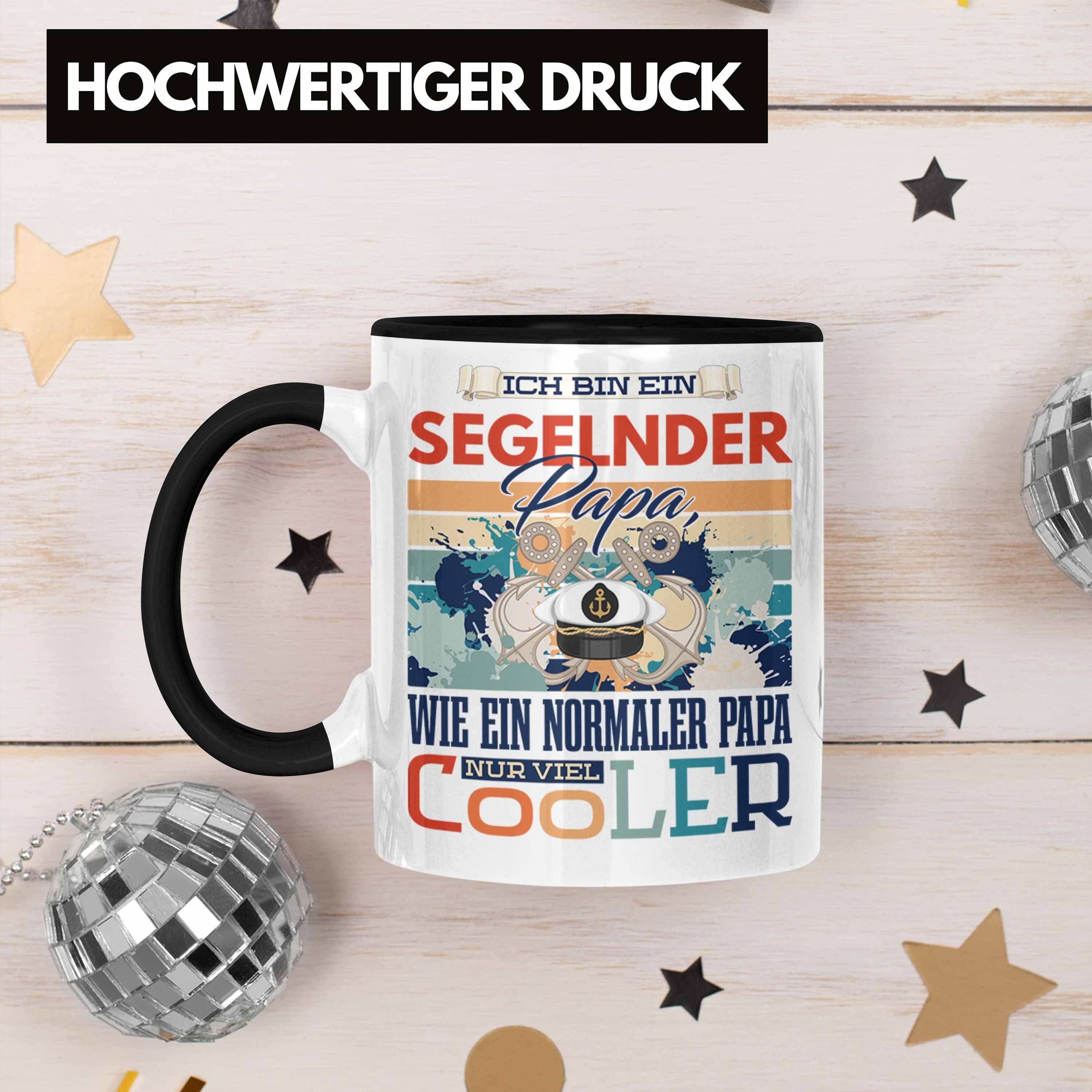 Trendation Tasse Trendation Geschenk Papa Vaterta - Tasse Schwarz zum Vater Segeln Geschenkidee