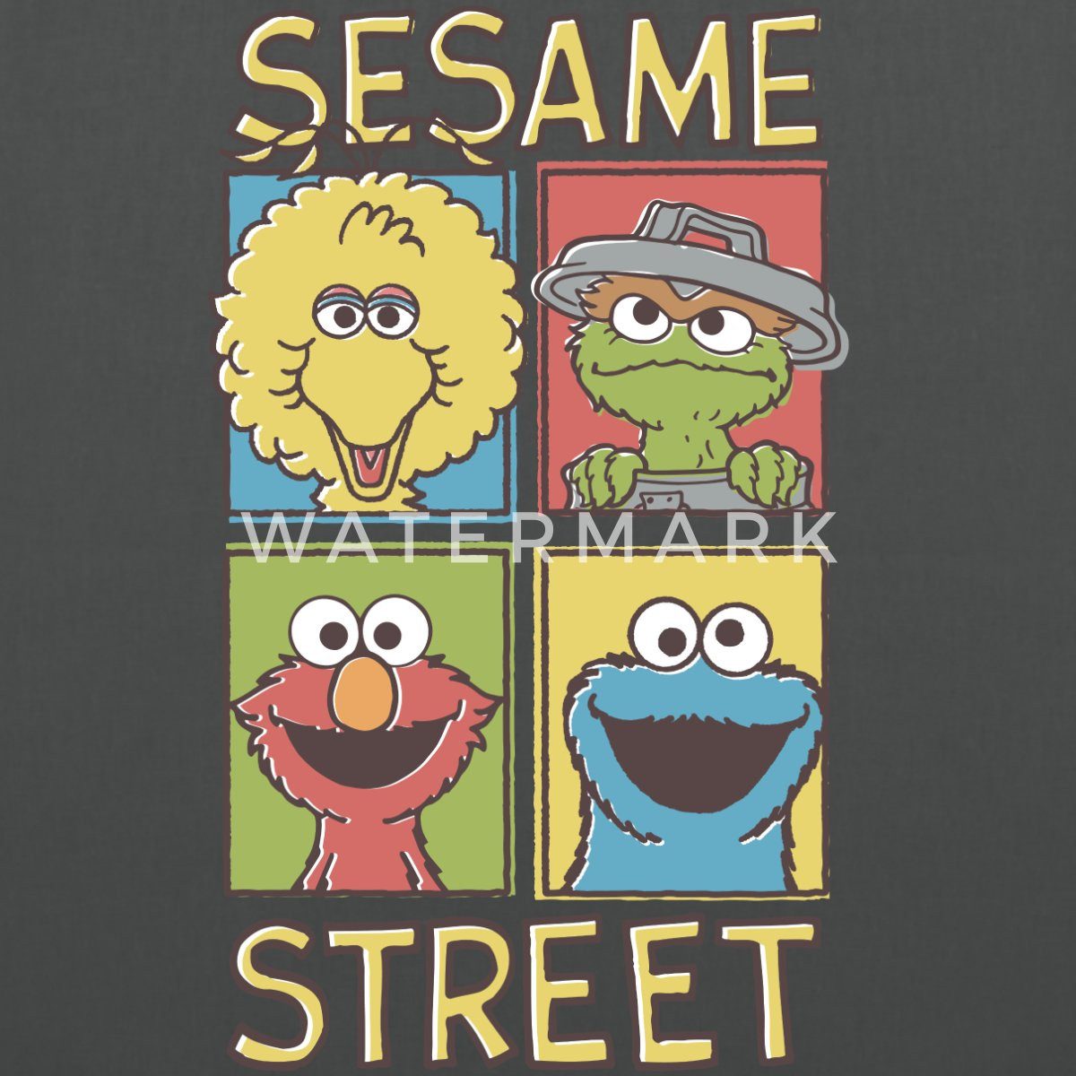 Spreadshirt Henkeltasche Sesamstraße Bibo, Oscar, Elmo, Krümelmonster Stoffbeutel (1-tlg)