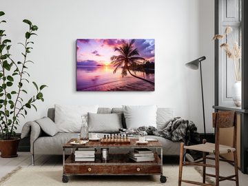 Sinus Art Leinwandbild 120x80cm Wandbild auf Leinwand Exotisches Paradies Meer Palmen Sonnenu, (1 St)