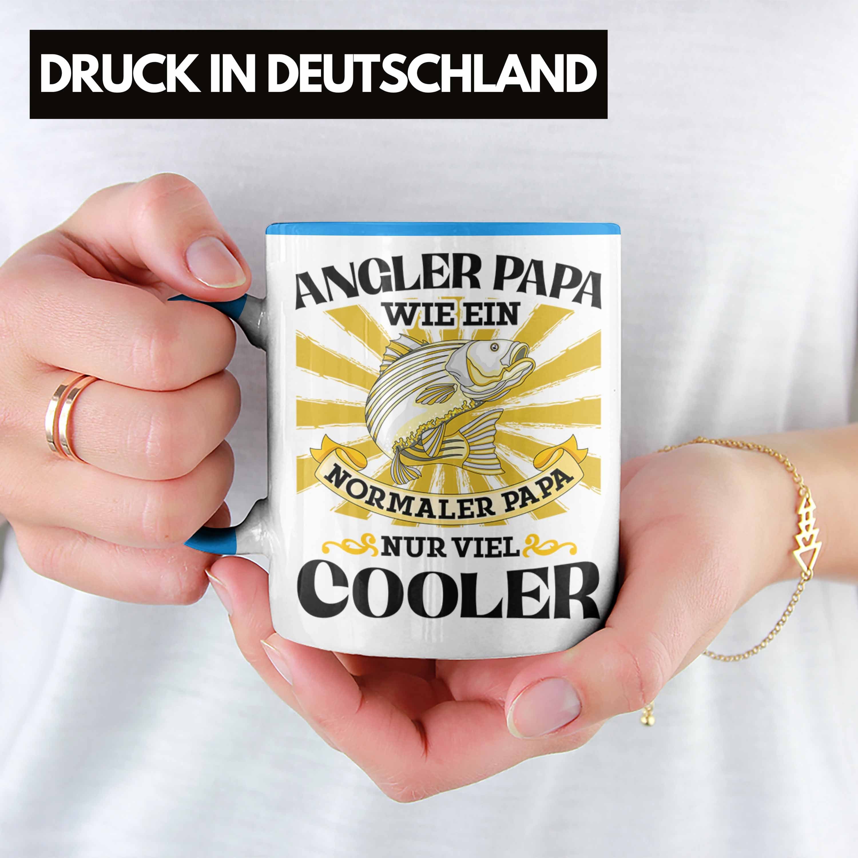 Trendation Tasse Angler - für Vatertag Geschenk Geschenkidee Papa Trendation Sohn von Angler-Vater Blau