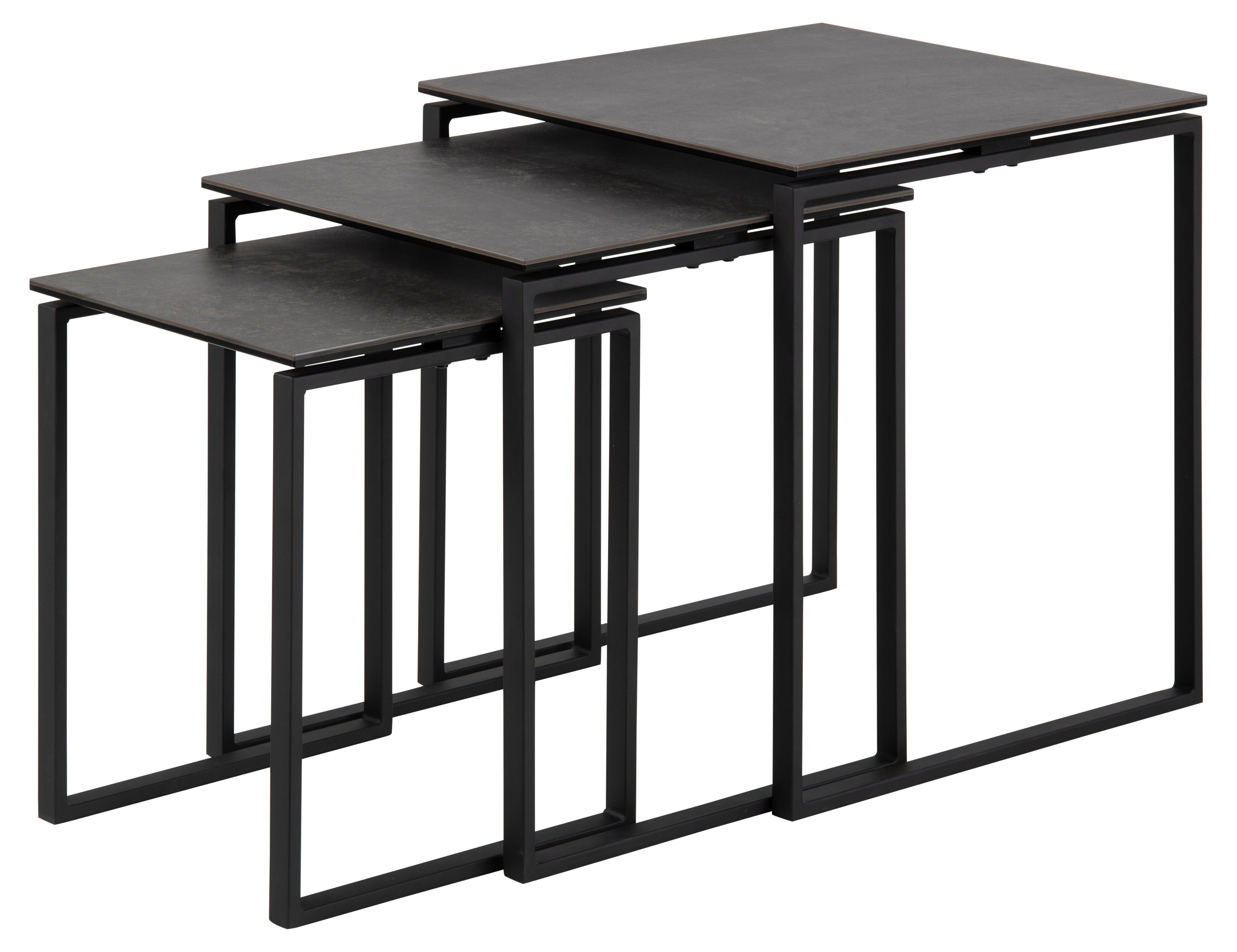 ACTONA GROUP Couchtisch Kamma Einschubtische Set mit 3 Stk. schwarz.