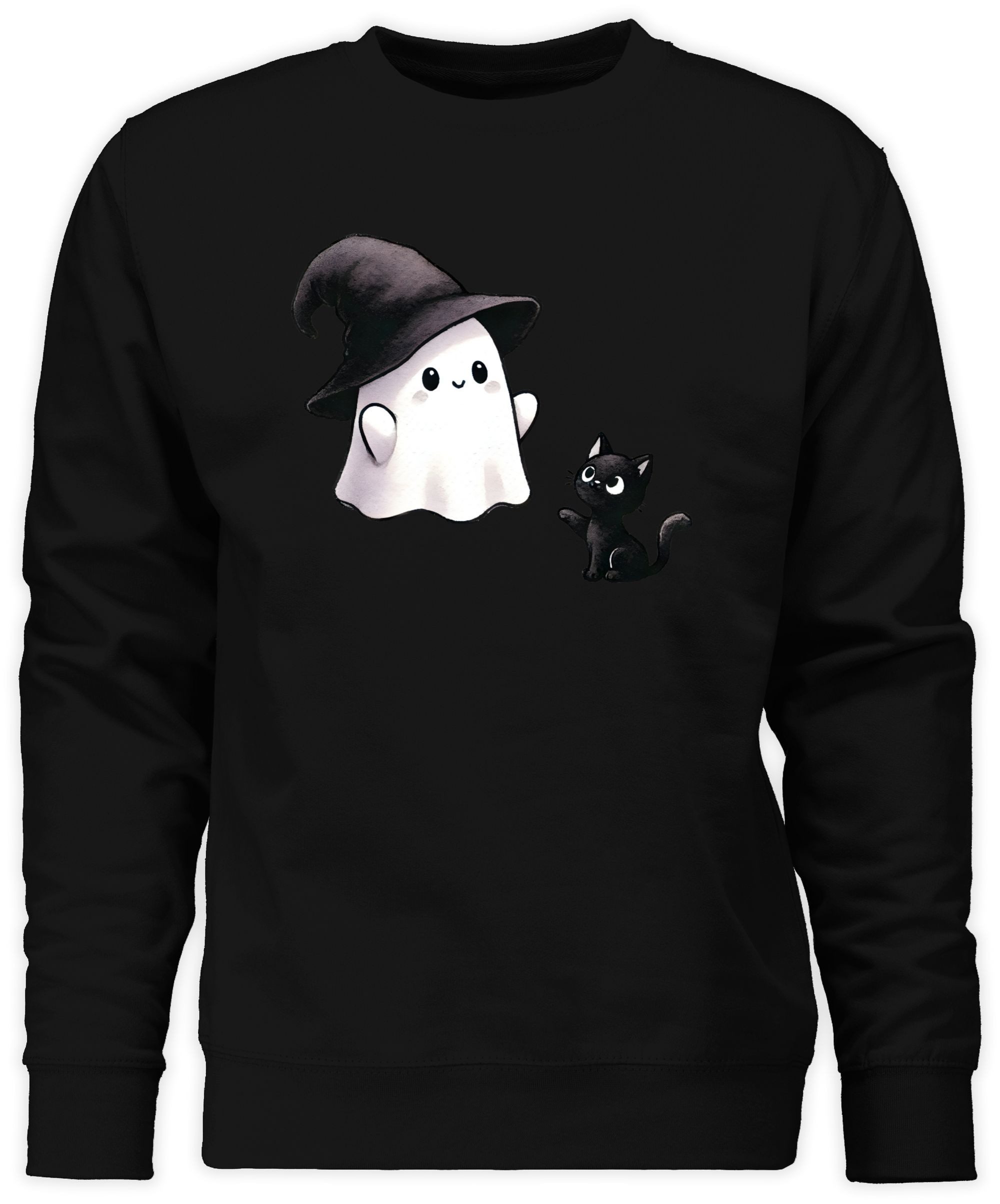 Shirtracer Sweatshirt Süßes Geister Motiv mit Katze, Halloween Katzenmotiv günstig online kaufen