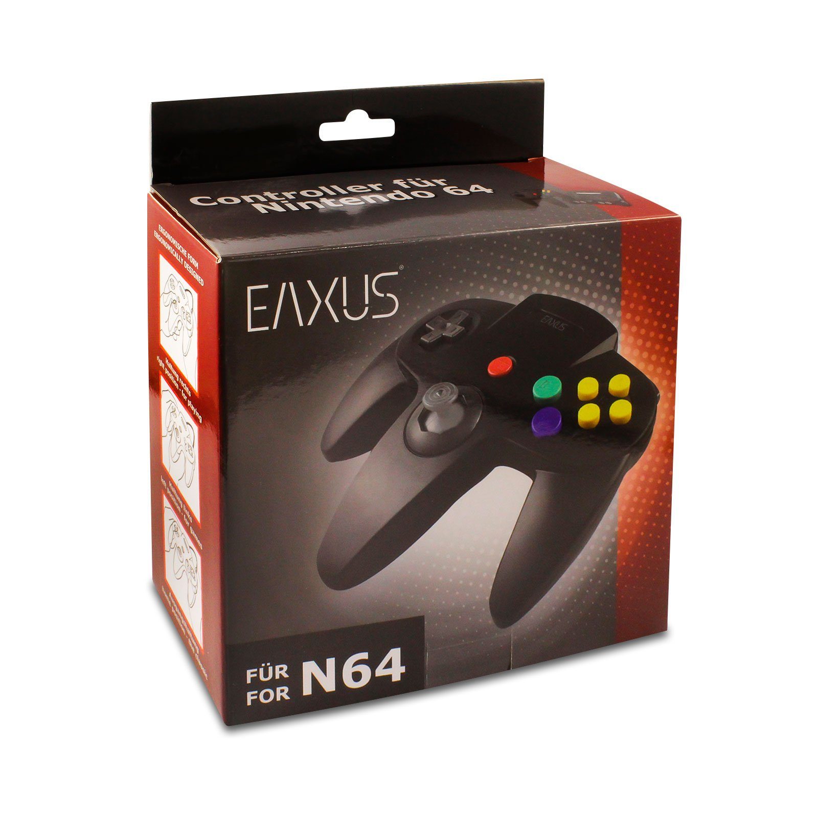 St., EAXUS Controller Nintendo für Gamepad 64 in (1 für Schwarz/Grau N64)