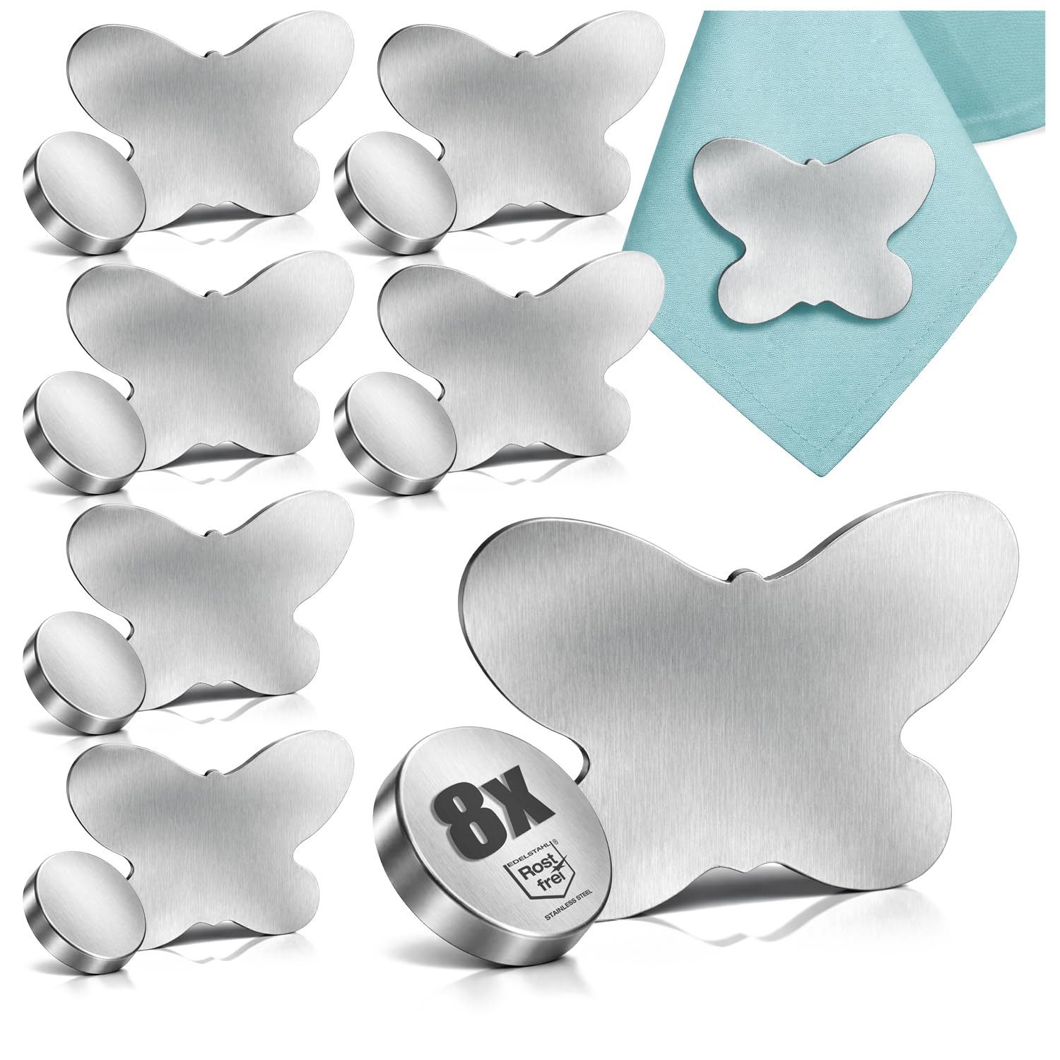com-four Tischtuchklammern Tischdeckenbeschwerer, (8-St), Tischtuchgewichte aus Edelstahl – magnetische Tischtuchklammer