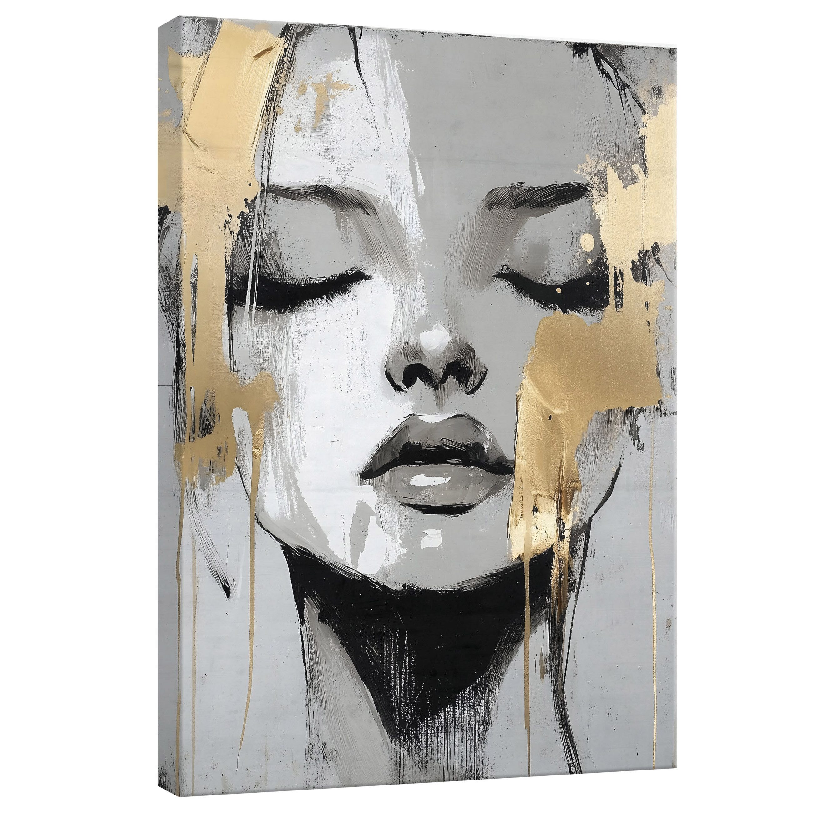 Wallarena Leinwandbild Abstrakt Frau Glamour Gold Grau Bilder Wandbilder Wa günstig online kaufen