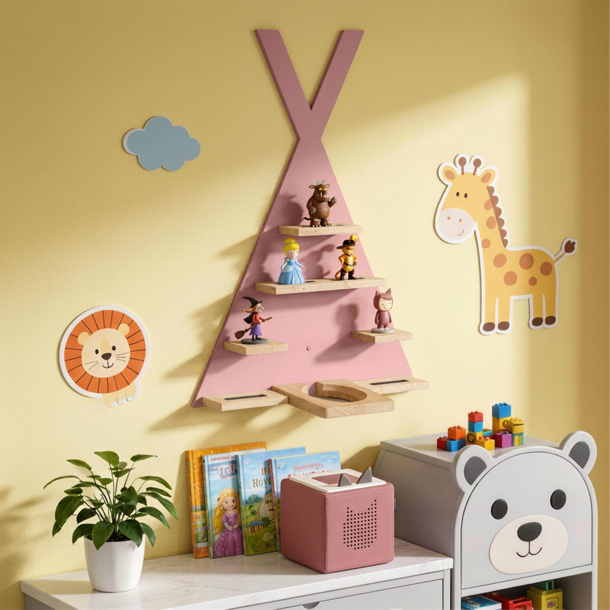 relaxdays Kinderregal Toniebox Regal Zelt, 1-tlg., rosa. – Bild 2 von 5