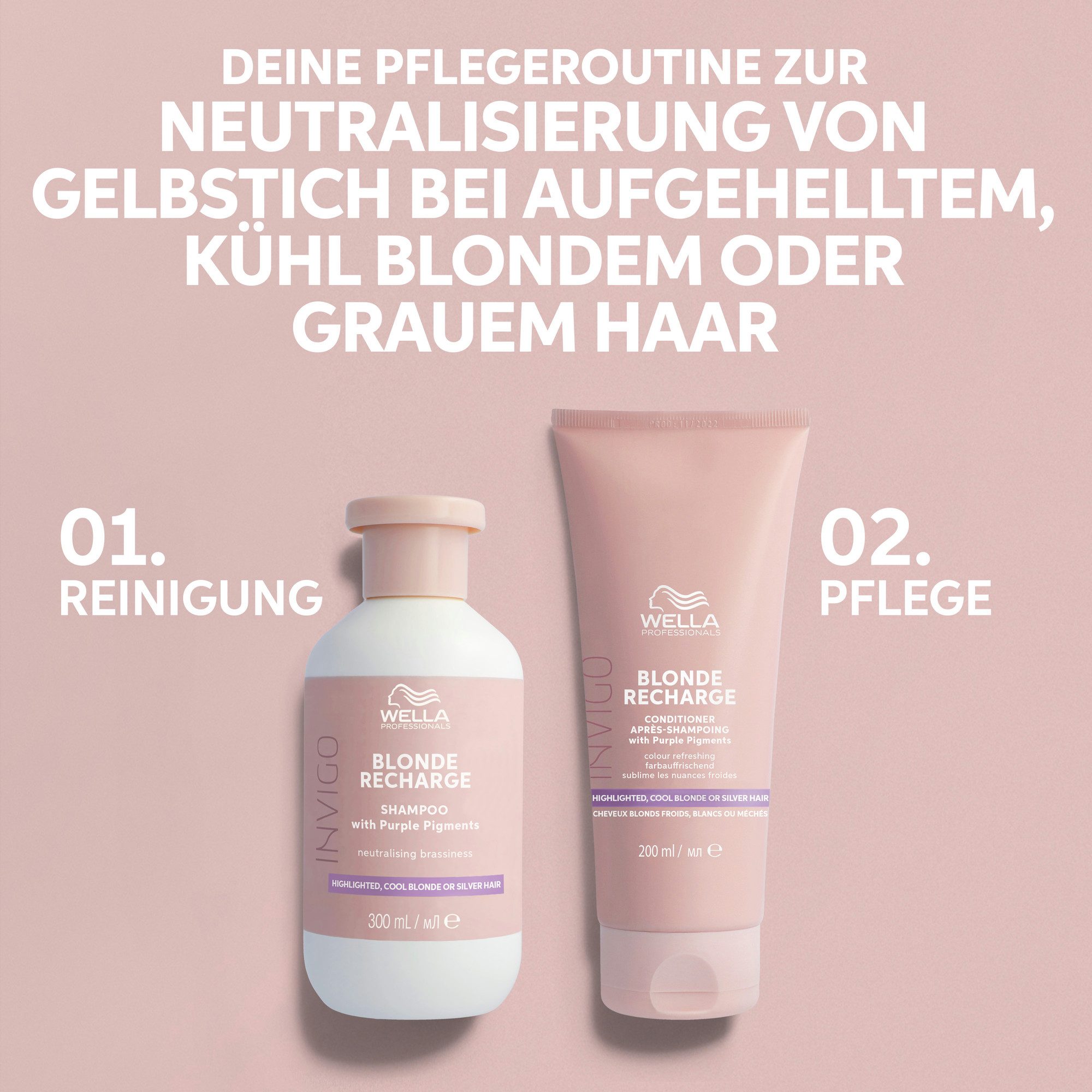 Wella Professionals Haarshampoo Blonde Recharge Shampoo, Lila Shampoo, Anti Gelbstich, spürbar weiche Haare