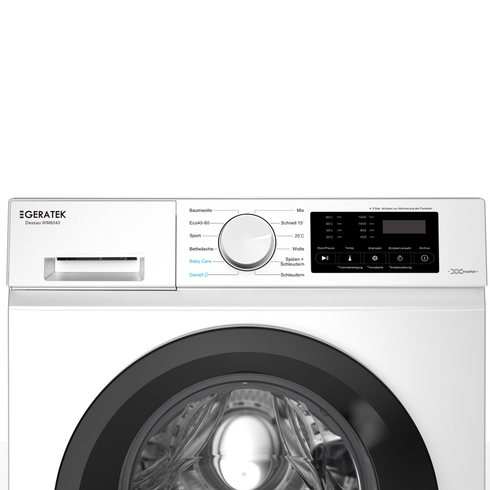 Geratek Waschmaschine Dessau WM8040, 8 kg, 1400 U/min, 95°C Option / Baby-Care / Dampf