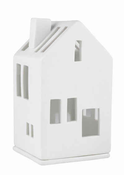 Räder Design Teelichthalter Mini Lichthaus Wohnhaus Porzellan weiß H13cm