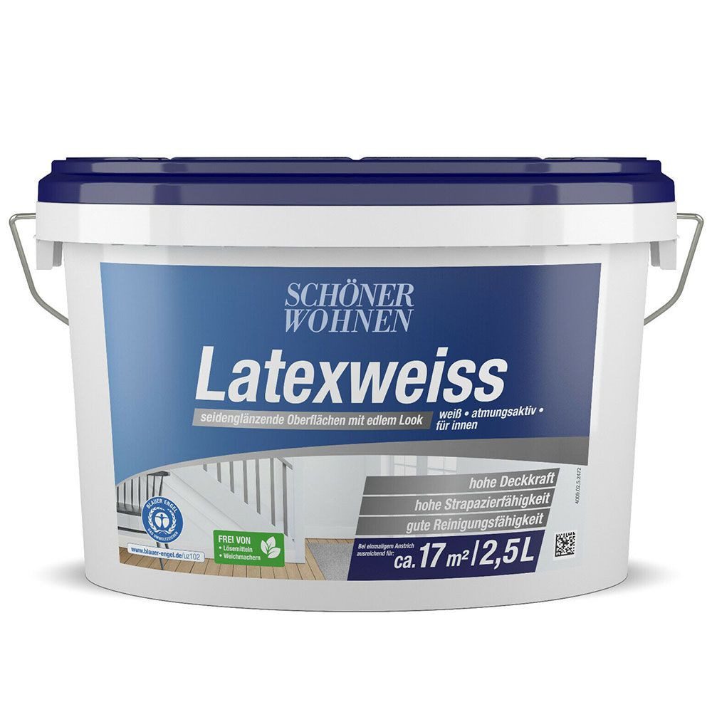 SCHÖNER WOHNEN FARBE Wandfarbe Schöner Wohnen Latexfarbe seidenglänzend 2,5 Ltr. weiß Latexweiss