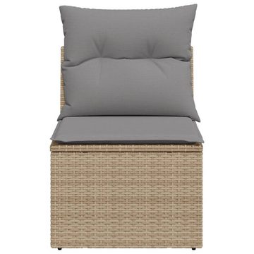 vidaXL Loungesofa Gartensofa ohne Armlehnen mit Kissen Beige Poly Rattan