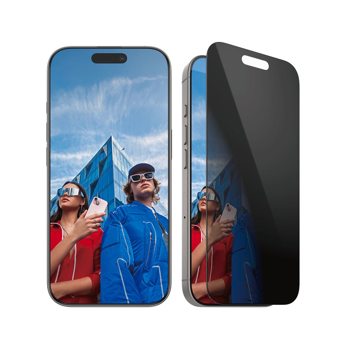 PanzerGlass Displayschutzglas Privacy Screen Protection für Apple iPhone 16 Pro, Displayschutzfolie, Schutzfolie, Bildschirmschutz, kratz- & stoßfest