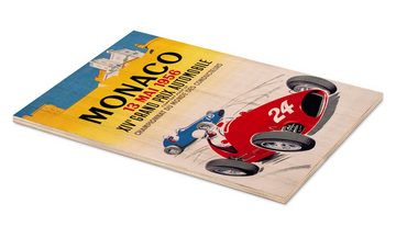 Posterlounge Holzbild Vintage Travel Collection, Großer Preis von Monaco 1956 (französisch), Vintage Illustration