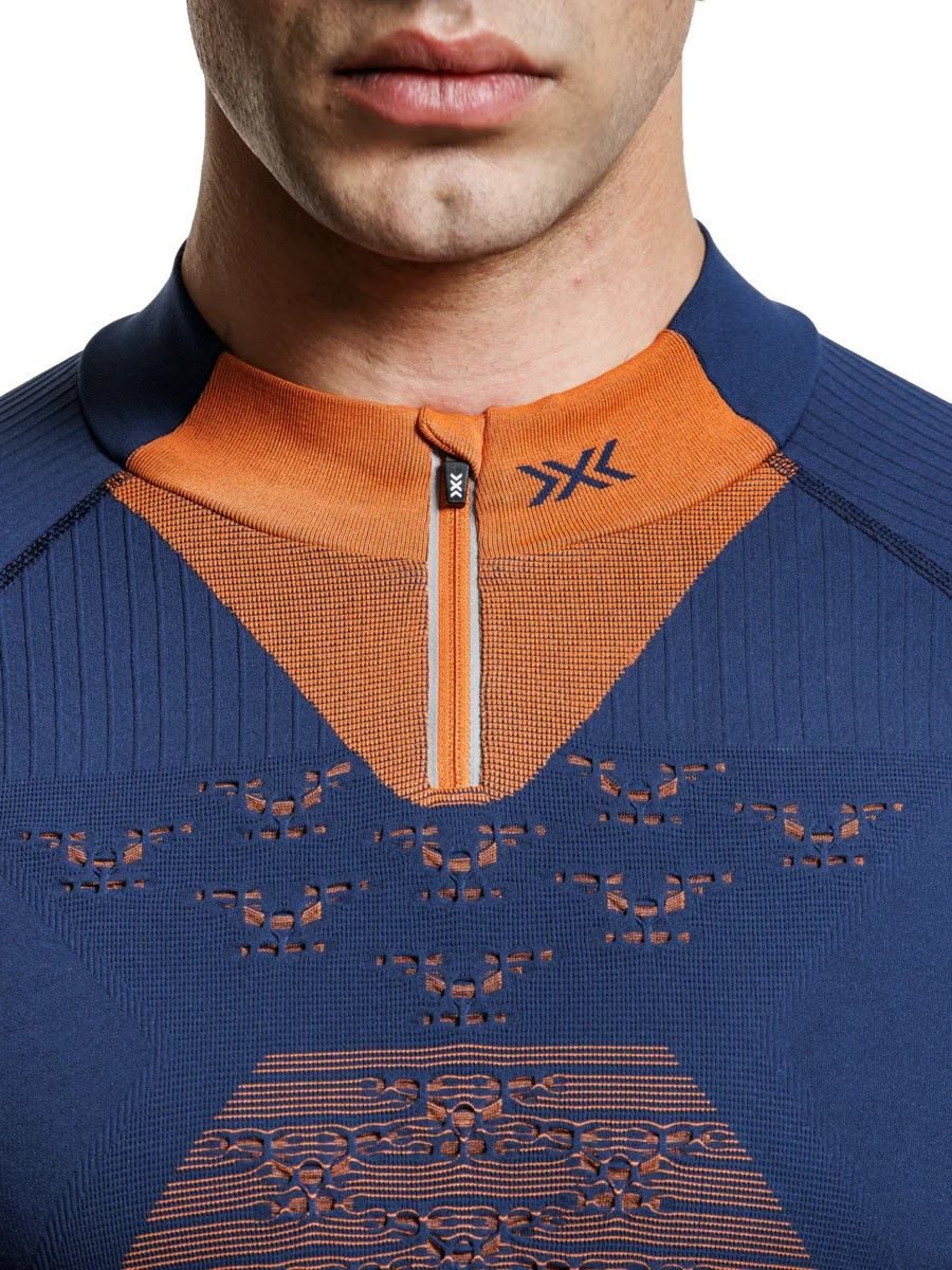 X-Bionic Langarmshirt Energy Accumulator Light Half Zip Unterwäsche marineblau/orange Herren