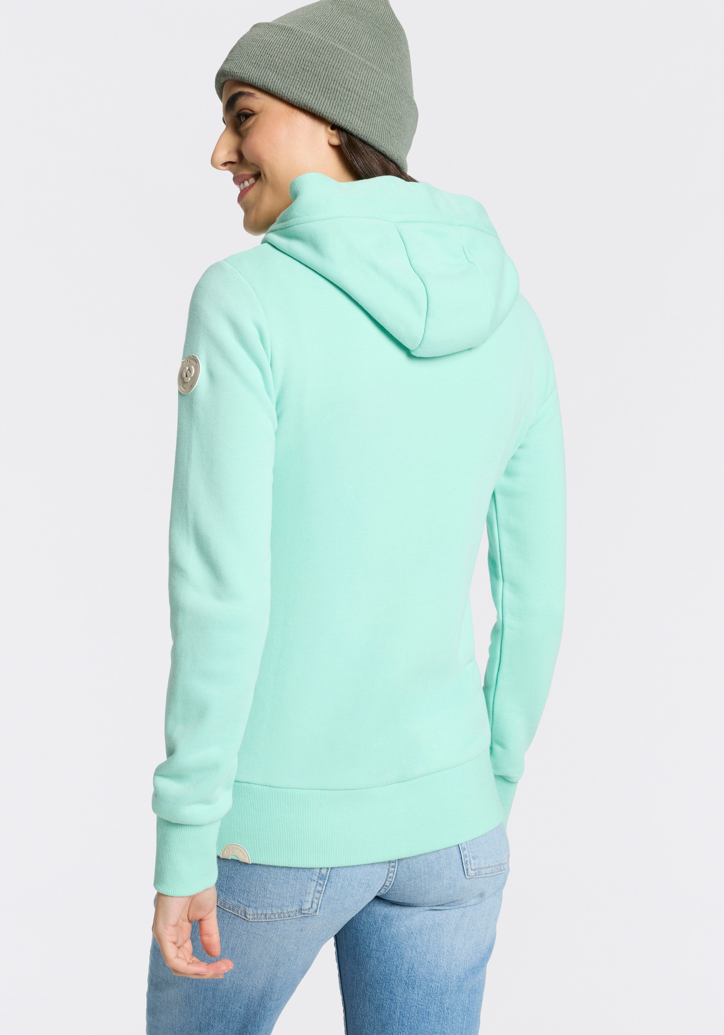 Ragwear Kapuzensweatjacke NESKIA ZIP B O mit hochgeschnittener Kapuze mit Kordel