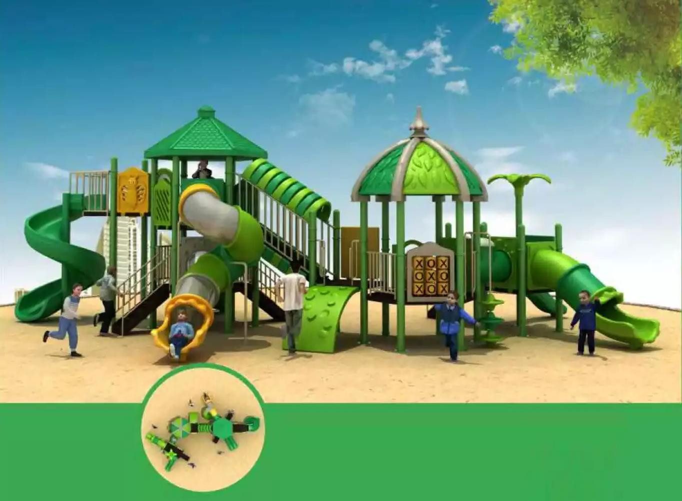 Xlmoebel Spielturm Neu Kinderhaus Spielturm mit Rutsche im Dschungel-Stil für den, Hergestellt in Europa