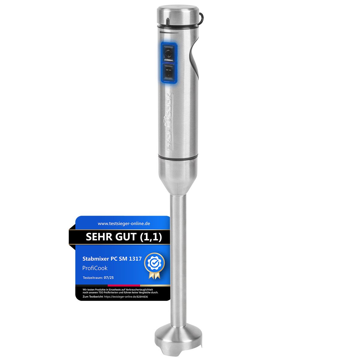 ProfiCook Stabmixer PC-SM 1317, Stabmixer 1000W, extra langer Mixstab, DC-Motor