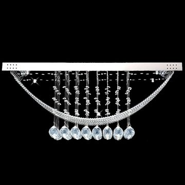 Lewima LED Deckenleuchte XL Deckenlampe Kristall aus Glas 60x40cm 24W, Dimmbar mit Fernbedienung, Warmweiß, Wohnzimmer Segel Lampe Modell Germinus, Silber