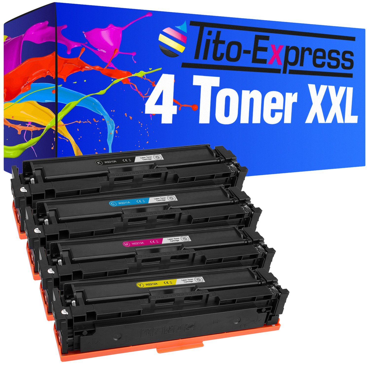 Tito-Express Tonerpatrone 4er Set ersetzt HP W2210A W2211A W2212A W2213A, (Multipack, 1x Black, 1x Cyan, 1x Magenta, 1x Yellow), für Color Laserjet Pro MFP M283fdw M255dw M282nw M283fdn M255nw