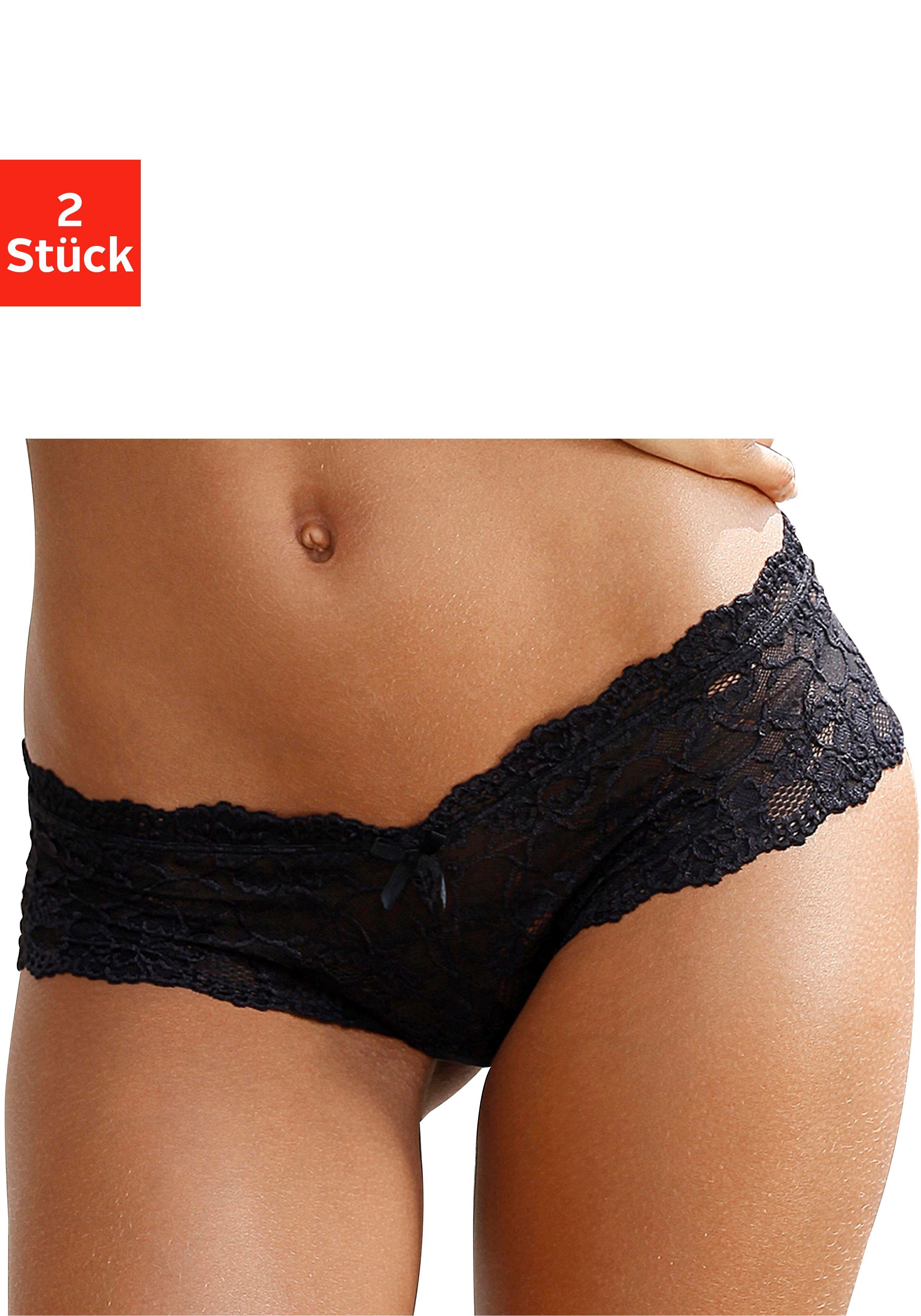 aus elastischer Vivance Panty schwarz Stück) Spitze, 2 (Packung, Dessous sexy