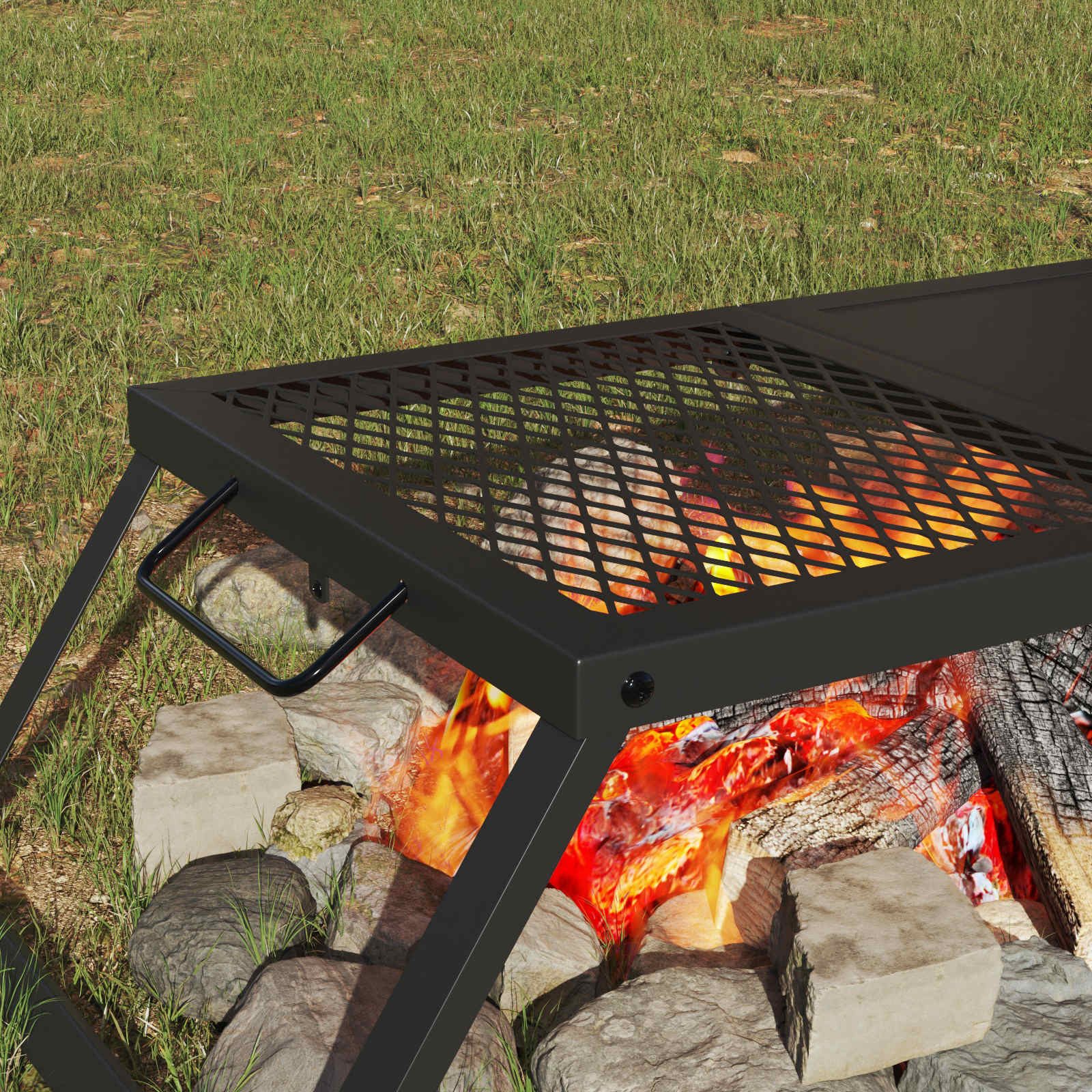 vidaXL Grillkamin Faltbarer Campinggrill Schwarz 31,5 x 26,5 x 4 cm
