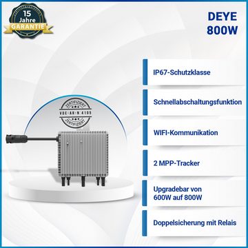 SOLAR-HOOK etm Solaranlage Balkonkraftwerk 820W Komplettset Deye Wechselrichter 800W, Photovoltaik Balkon - Solaranalage