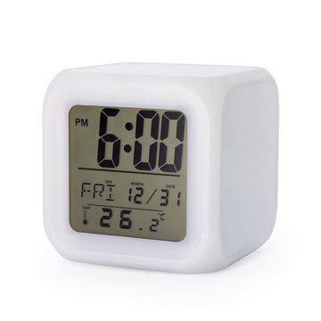 Retoo Wecker LED Wecker Digital Alarmwecker Uhr Kalender Beleuchtet Alarm 7 Farben, LCD-Display, 3 Moden des Leuchtens, Zeit, in zwei Formaten