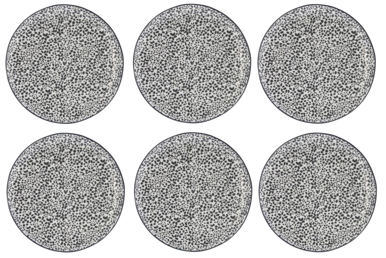 Bastion Collections Kuchenteller, Spülmaschinengeeignet, Weiß, Blumen, H: 2cm