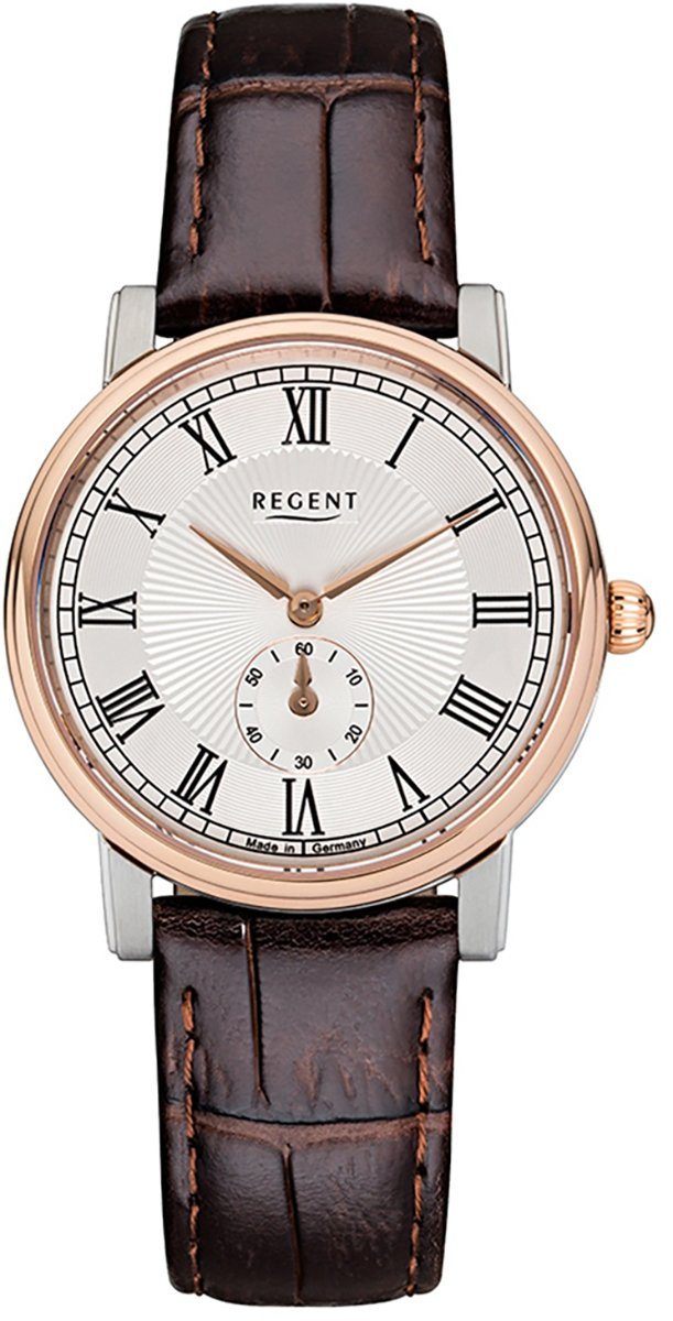 Regent Quarzuhr Regent Damen Uhr GM-1606 Leder Quarz, Damen Armbanduhr rund, mittel (ca. 32mm), Lederarmband