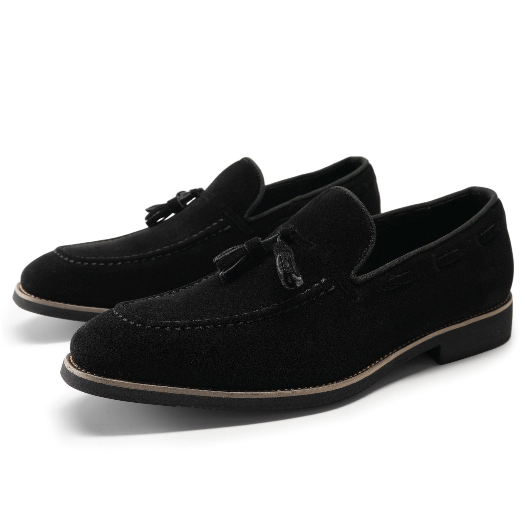 Allthemen Loafer mit Quasten Slipper Seuede Loafer Spitze Zehenbereich