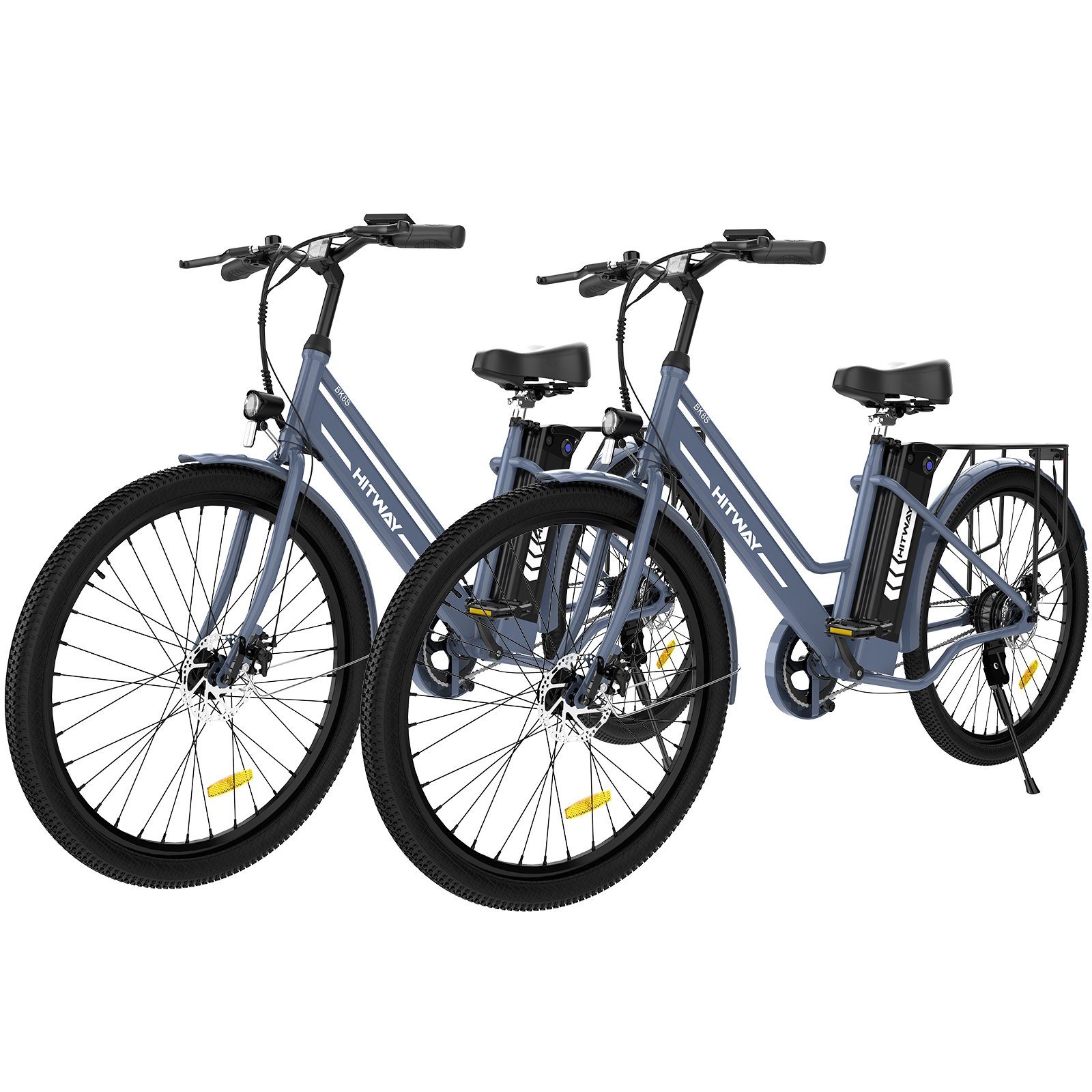 HITWAY E-Bike 26 Zoll E-Fahrrad für Damen Herren 36V 8.4AH 25km/h,35-70KM, Heckmotor, Batterieladegerät/ Pumpe/Fahrradschloss blau*2