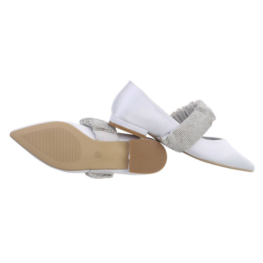 Ital-Design Damen Schlupfschuhe Party & Clubwear Ballerina Blockabsatz Klassische Ballerinas in Silber