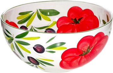 Lashuma Salatschüssel Tomate Olive, Keramik, (1-tlg), Runde Servierschale groß Ø 27 cm handbemalt