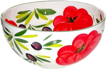Lashuma Salatschüssel »Tomate Olive«, Keramik, (1-tlg), Runde Servierschale groß Ø 27 cm handbemalt