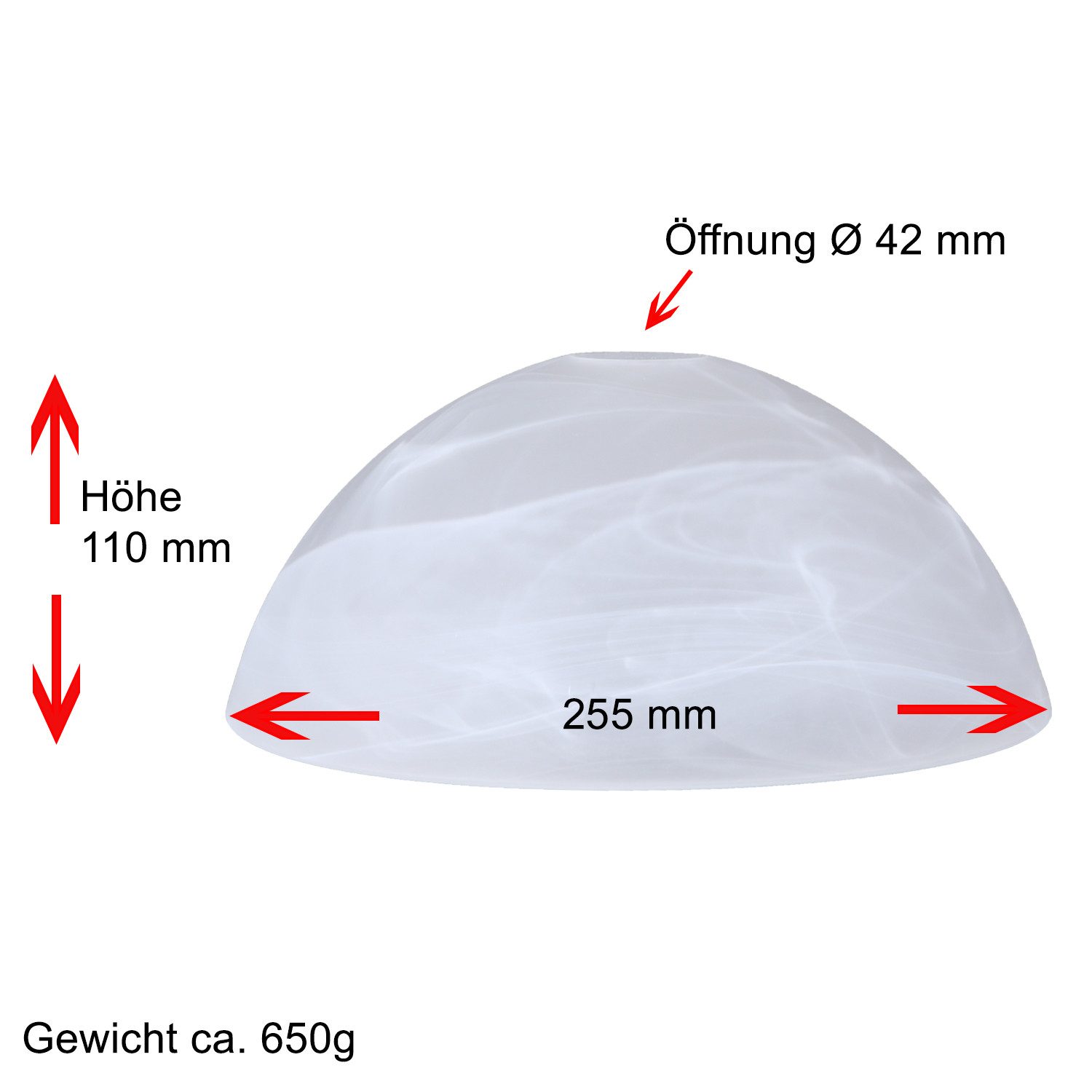 Home4Living Lampenschirm Lampenglas weiß Ø 255mm Alabaster Glas E27 Ersatzglas, Dekorativ