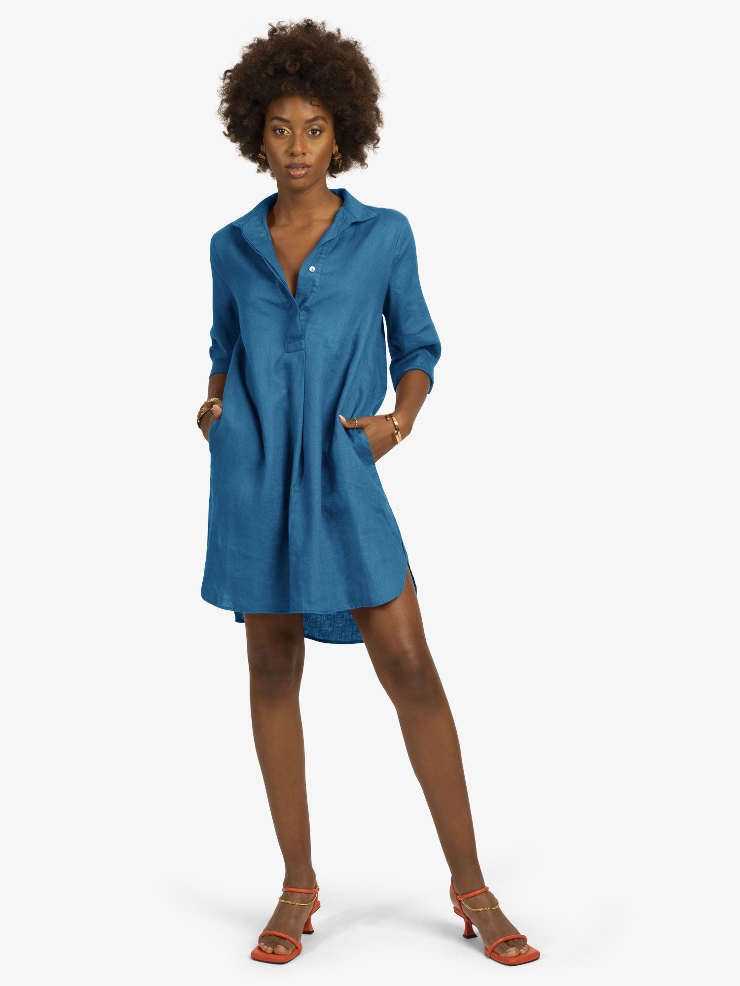 mint & mia Minikleid als knielanges Hemdblusenkleid in Leinen online kaufen  | OTTO