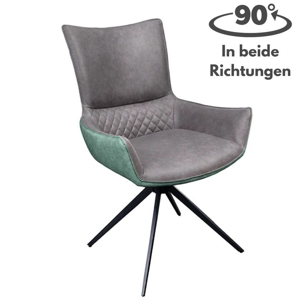 PILOT schwarze LebensWohnArt Metallbeine Drehstuhl grün grau Stuhl Cooler