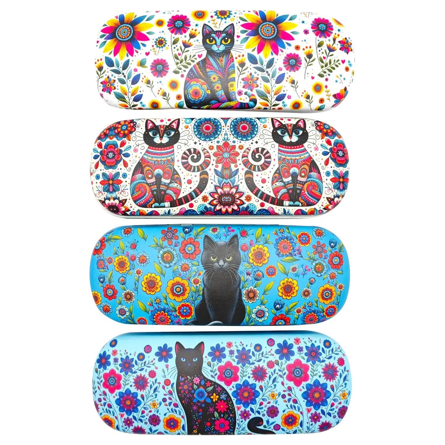 LK Trend & Style Brillenetui mit Pop-Art Katzenmotiv, zauberhaftes Motiv, das Etui ist leicht und widerstandsfähig