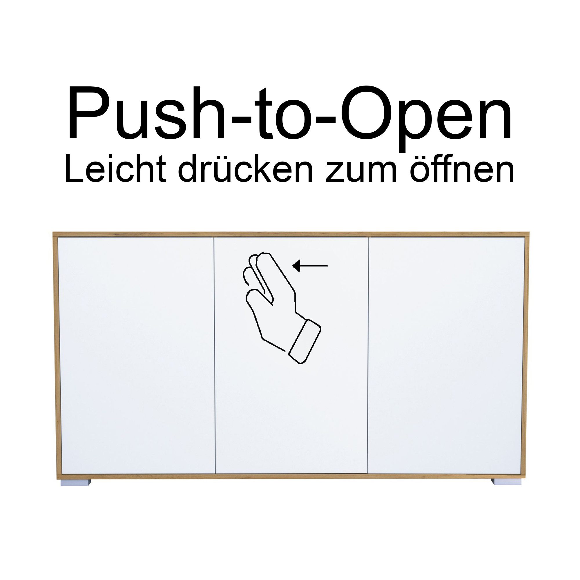 InnoFurn Sideboard Elena, Push-to-Open, Made in Germany