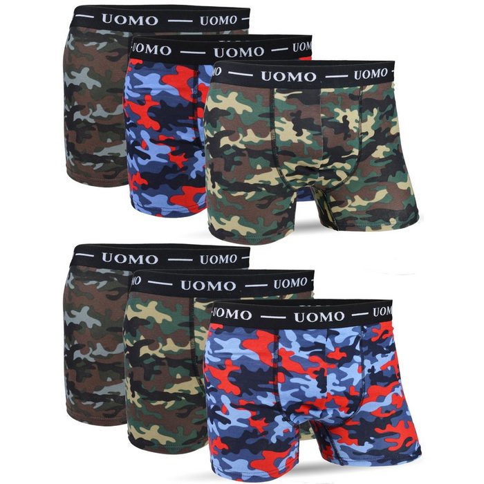 Socked Boxershorts Herren Retroshorts (6-St. 6er Pack) Camouflage Muster bequeme Passform