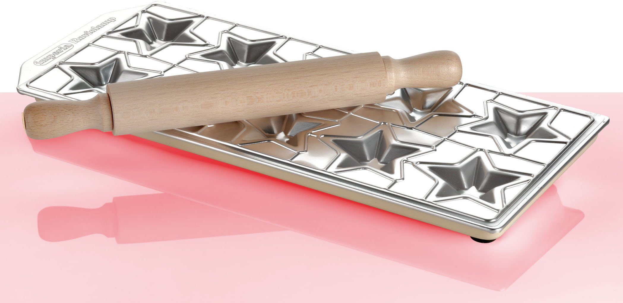 imperia Ravioliform, für 10 "Ravioli Stelline", inkl. Teigrolle, Aluminium