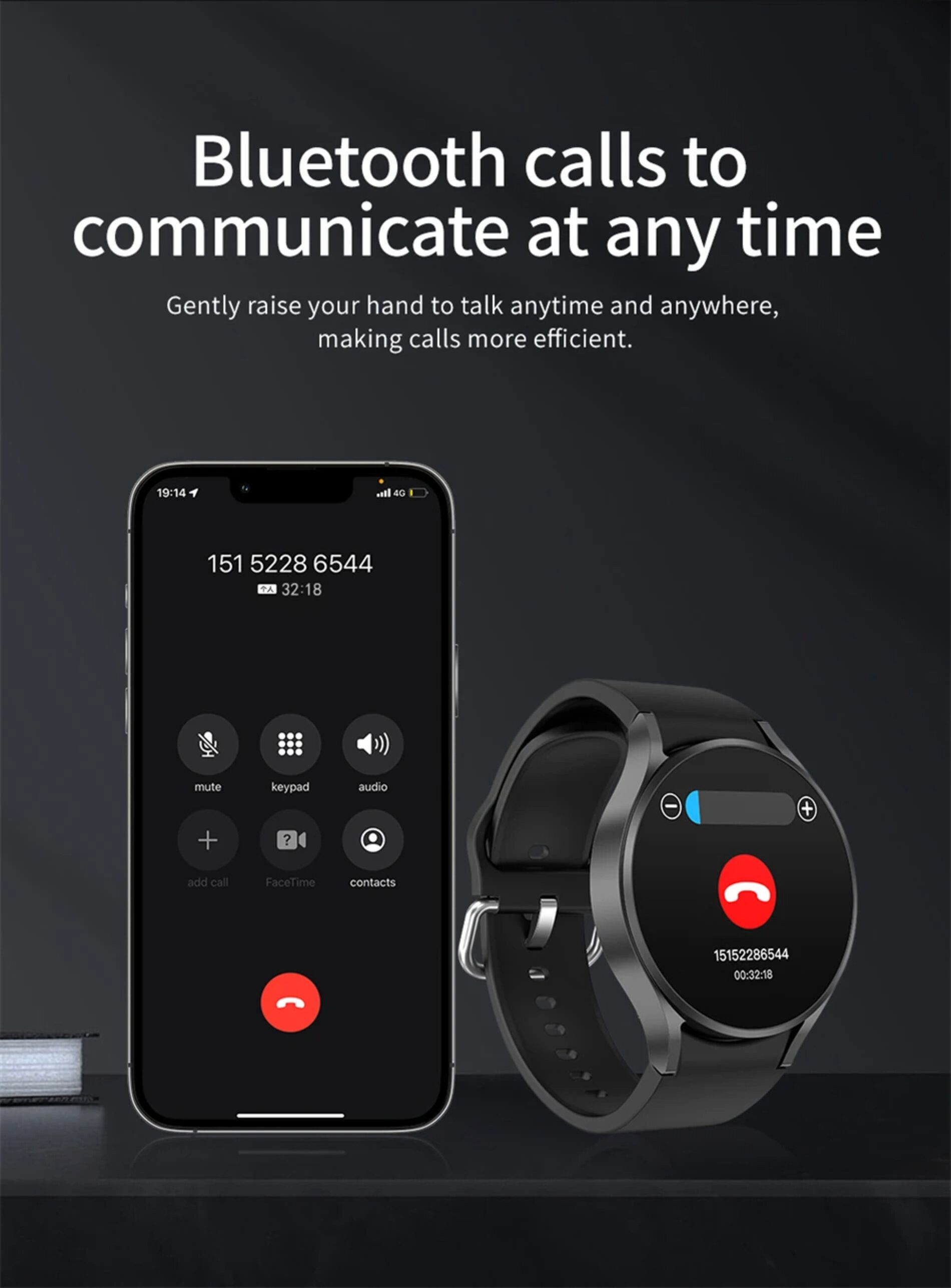 Nagham Ghazal Aswad Smartwatch Bluetooth-Anruf, AMOLED-Sprachanruf, NFC, GPS, Sport 2025 Smartwatch (4,4cm cm/1,39 Zoll) silberfarben