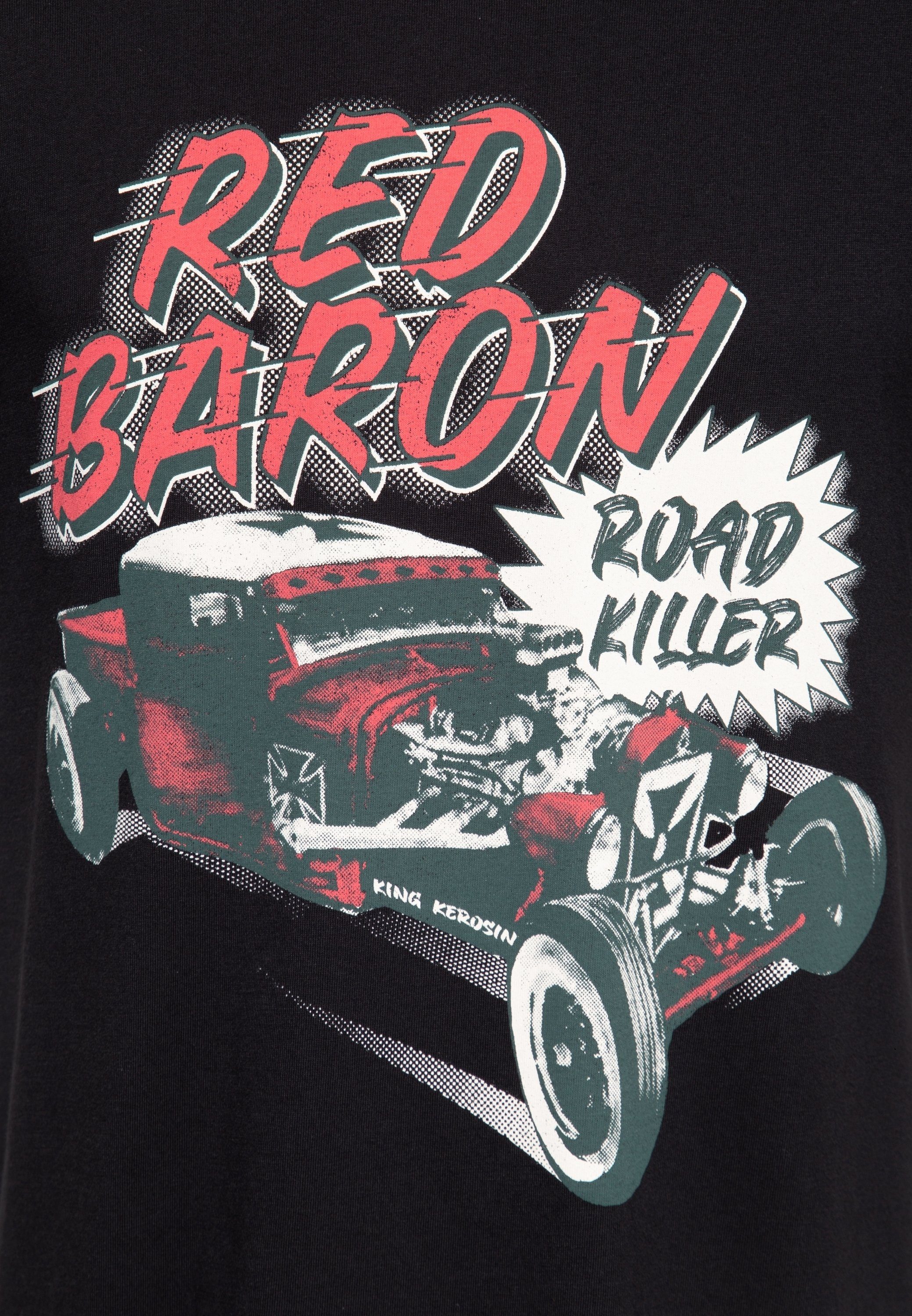 Hot KingKerosin T-Shirt Roadkiller Baron Red Rod Print mit